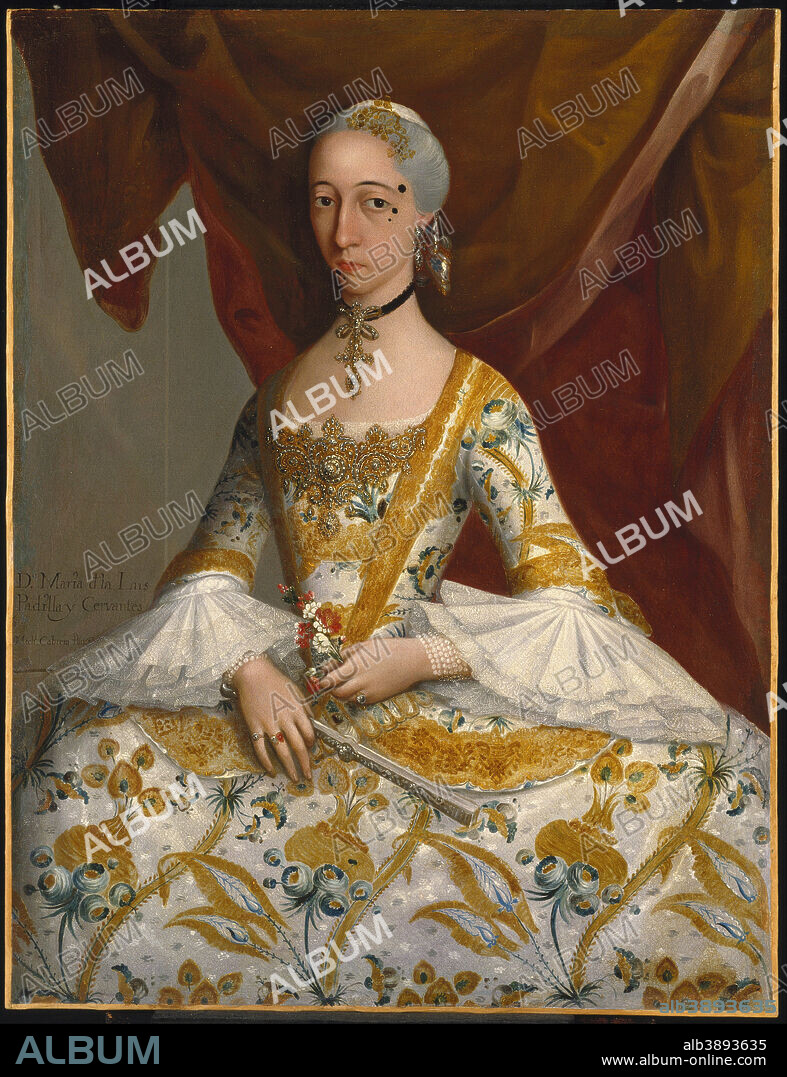 MIGUEL CABRERA. Doña María de la Luz Padilla y (Gómez de) Cervantes. Date/Period: Ca. 1760. Painting. Oil on canvas. Height: 109.2 cm (42.9 in); Width: 83.8 cm (32.9 in).