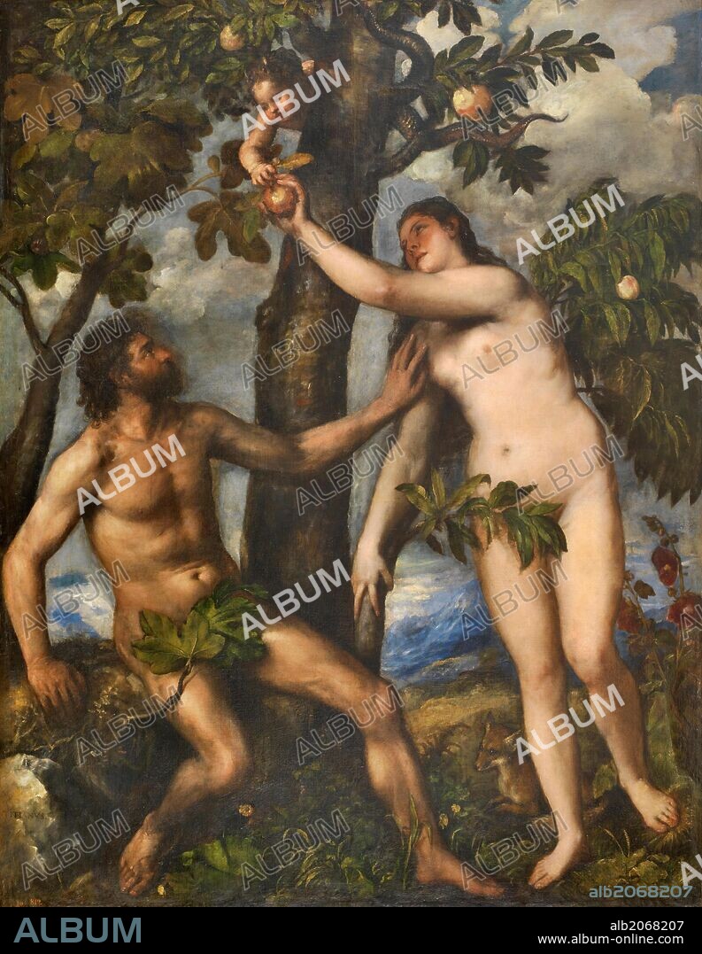TITIAN. Vecellio di Gregorio Tiziano / 'Adam and Eve', ca.  1550, Italian School, Oil on canvas, 240 cm x 186 cm, P00429.