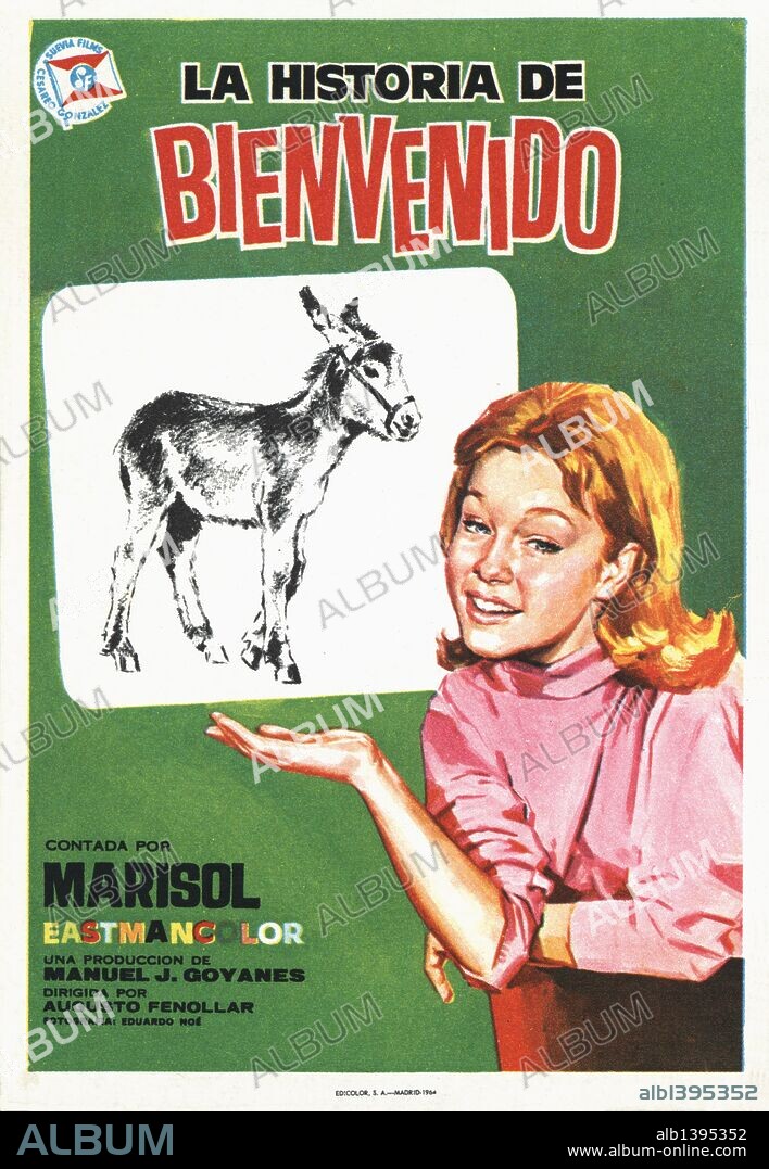 Cartel de la película La Historia de Bienvenido, con Marisol (Pepa Flores), dirigida por Augusto Fenollar. España, 1964.