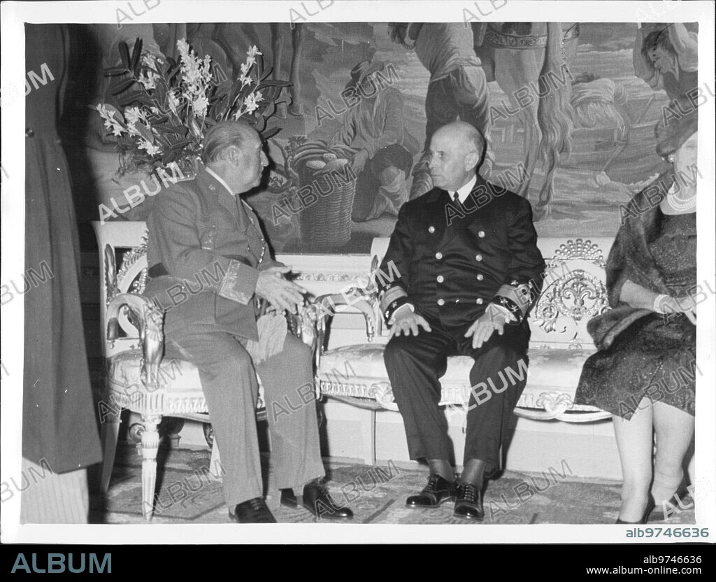 November 1961. The President of the Republic of Portugal, His Excellency Mr. Americo Thomas during the visit made to His Excellency the Head of the Spanish State in El Pardo.