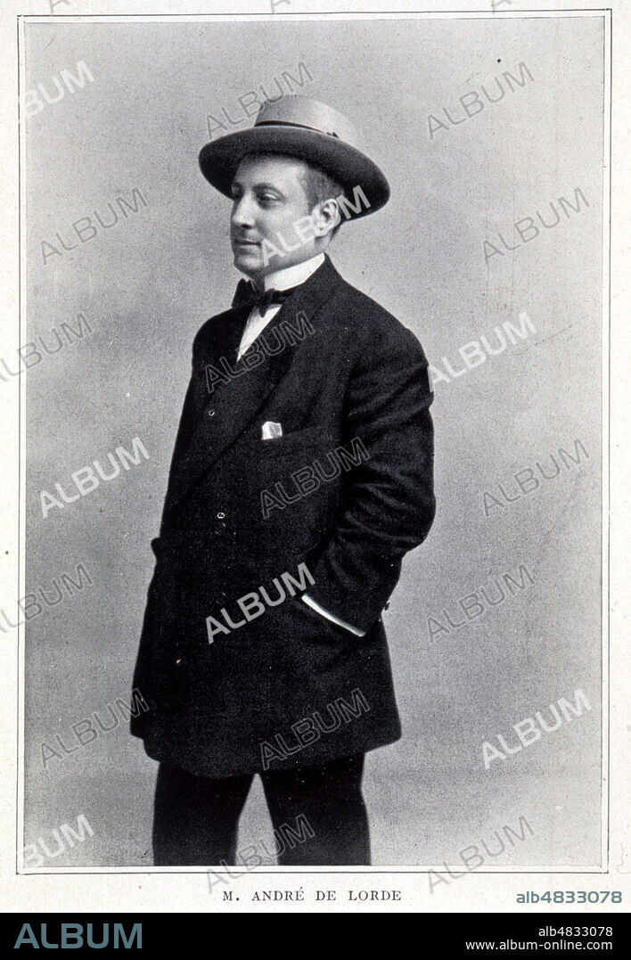 M. Andre de Lorde (1871-1942), portrait. Illustration pour la revue Le Theatre de novembre 1911. Credit : Collection KHARBINE-TAPABOR.