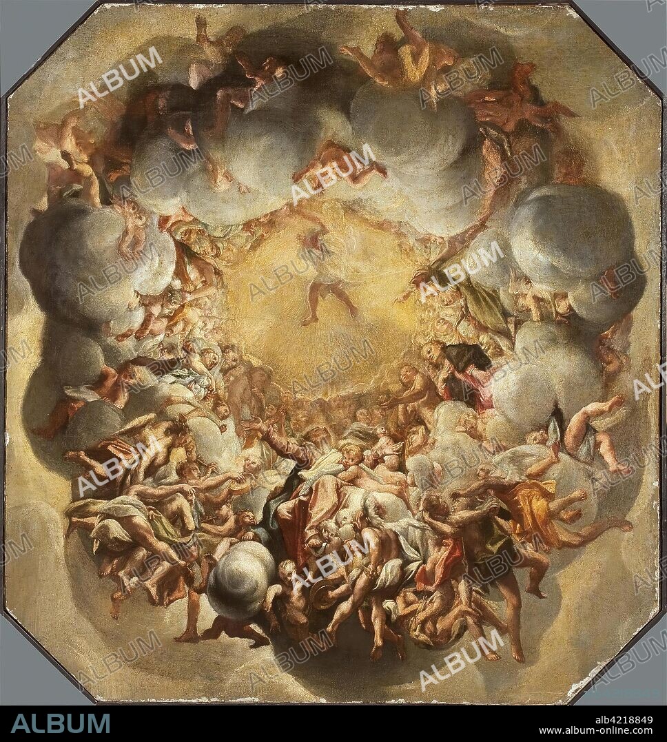 CORREGGIO. 'Assumption of the Virgin (copy of the plafond in Parma)'. Italy. Dimensions: 87,5x82 cm.