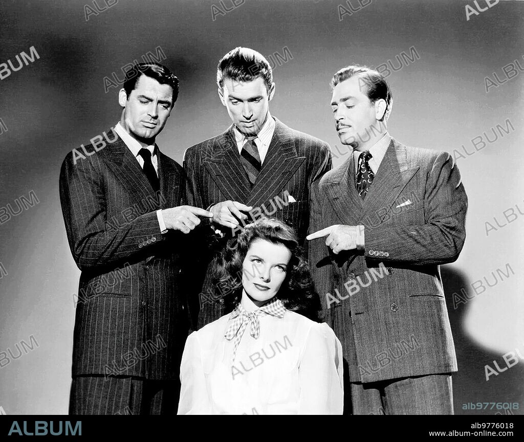 1940. Katharine Hepburn with Cary Grant, John Howard and James Stewart in "The Philadelphia Story".