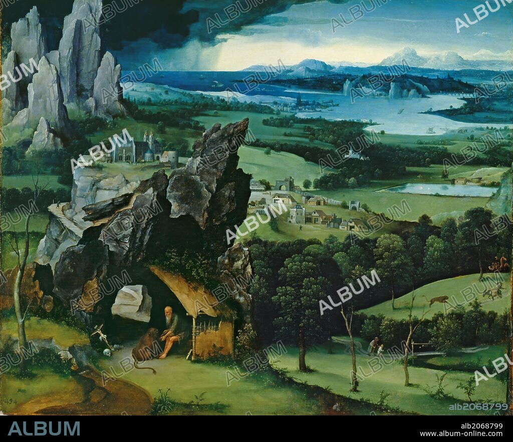 Joachim Patinir / 'Paisaje con San Jerónimo', 1516-1517, Escuela Flamenca, Óleo sobre Tabla, 74 cm x 91 cm, P01614.