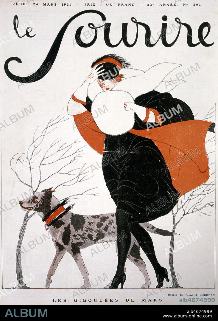'Les giboulees de mars' dessin de Fernand COUDERC (1900-1934) pour Le Sourire en 1921. Credit: Collection KHARBINE-TAPABOR.
