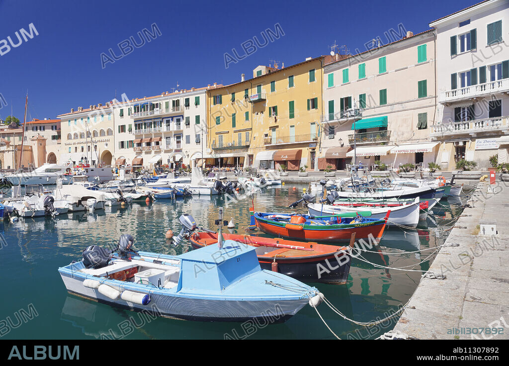 Harbour with fishing boats, Portoferraio, Island of Elba, Livorno Province, Tuscany, Italy, Mediterranean, Europe.
