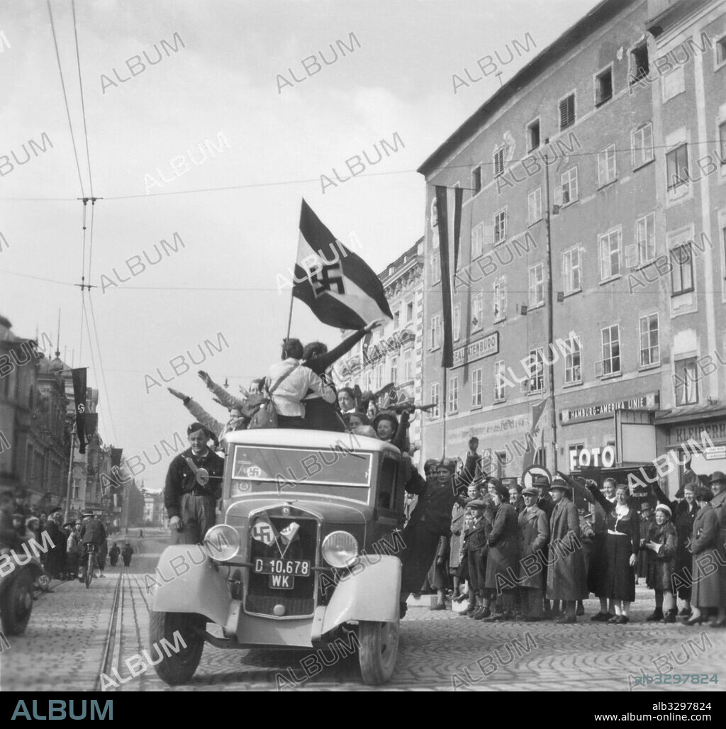 Hitler Youth celebrate in Salzburg on the 12th of March 1938.