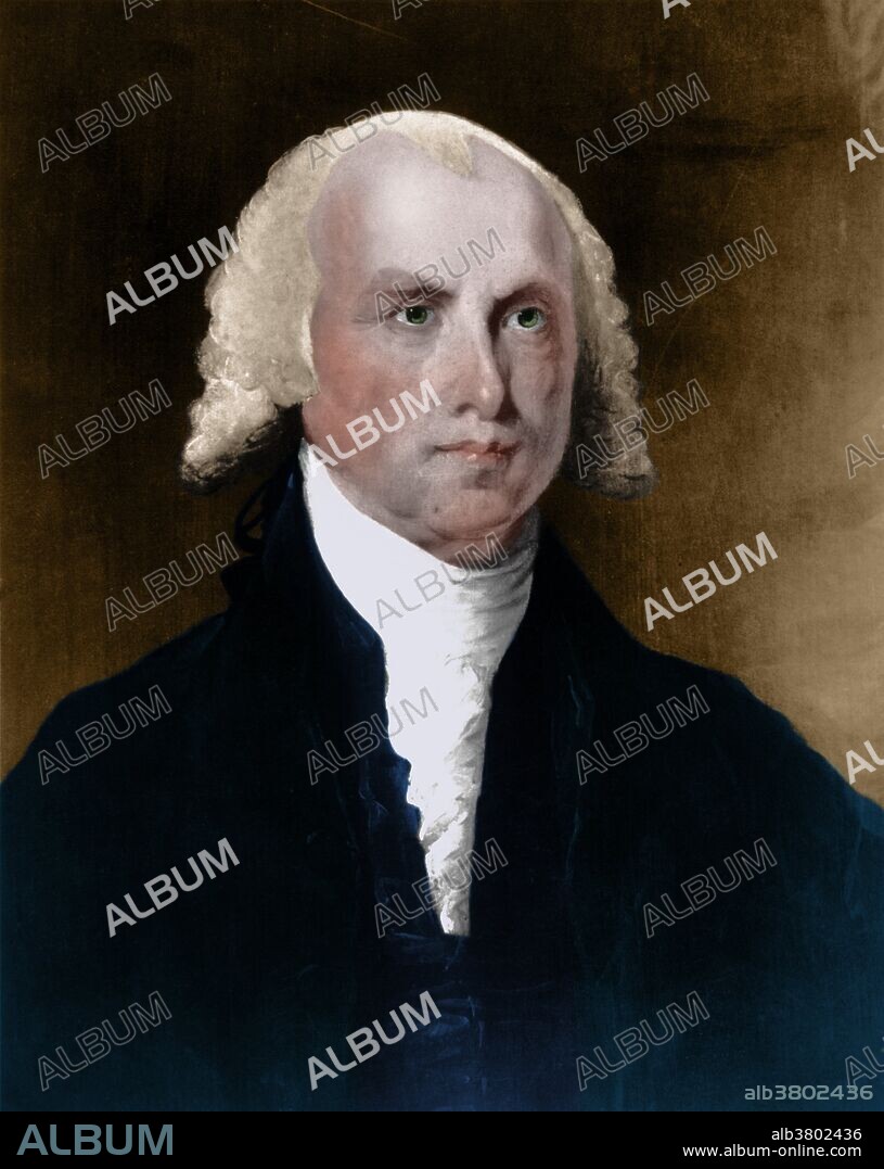 James Madison, Jr. (March 16, 1751 - June 28, 1836) was the fourth President of the United States (1809-1817) statesman and political theorist. Madison is one of the authors of the Federalist Papers, a series of 85 articles or essays promoting the ratification of the United States Constitution (Alexander Hamilton and John Jay). He is hailed as the "Father of the Constitution" for being instrumental in the drafting of the United States Constitution and as the key champion and author of the United States Bill of Rights (1789). To Madison's deep disappointment, they excluded a proposed amendment that guaranteed national sovereignty over the states. Scholars have argued that, if this amendment had been included, the Civil War might have been avoided. Madison is remembered favorably for his stance in Native American Indian affairs. As pioneers and settlers moved West into large tracts of Cherokees, Choctaws, Creeks, and Chickasaws territory, Madison ordered that Native lands be protected by the U.S. Army from intrusion. He was of the landed gentry. He inherited his plantation, Montpelier, and owned hundreds of slaves during his lifetime to cultivate tobacco and other crops. He died in 1836, at the age of 85, as the last of the Founding Fathers.