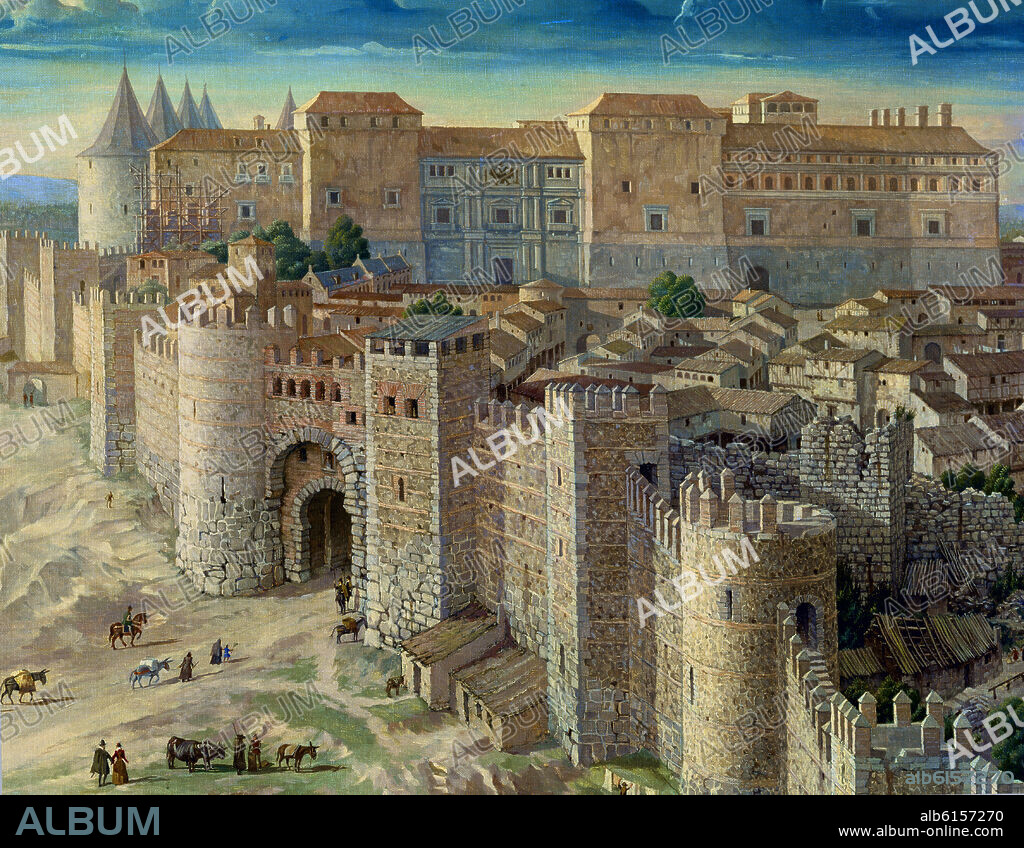 PIERRE SCHILD. MADRID EN 1561 - VISTA DEL REAL ALCAZAR DE LOS AUSTRIAS RESIDENCIA DE FELIPE II EN MADRID - 1950 - CONJUNTO Nº 91010.