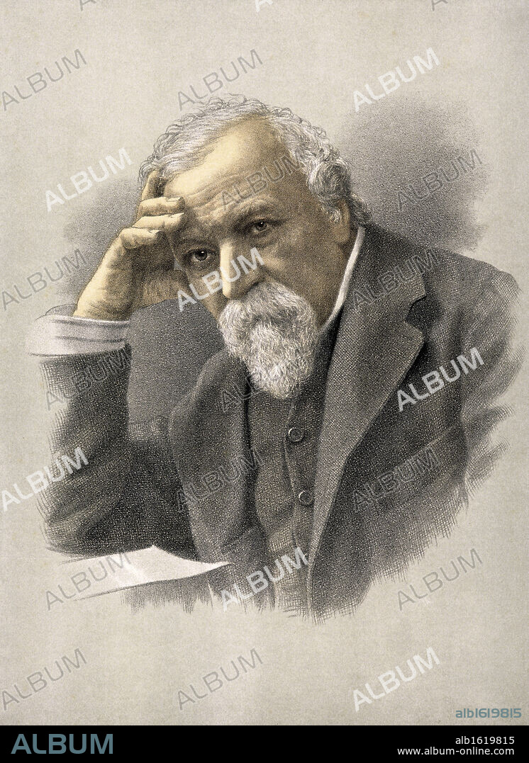 ARTIST UNKNOWN. Robert Browning(1812-1889)  English Poet  Lithograph.