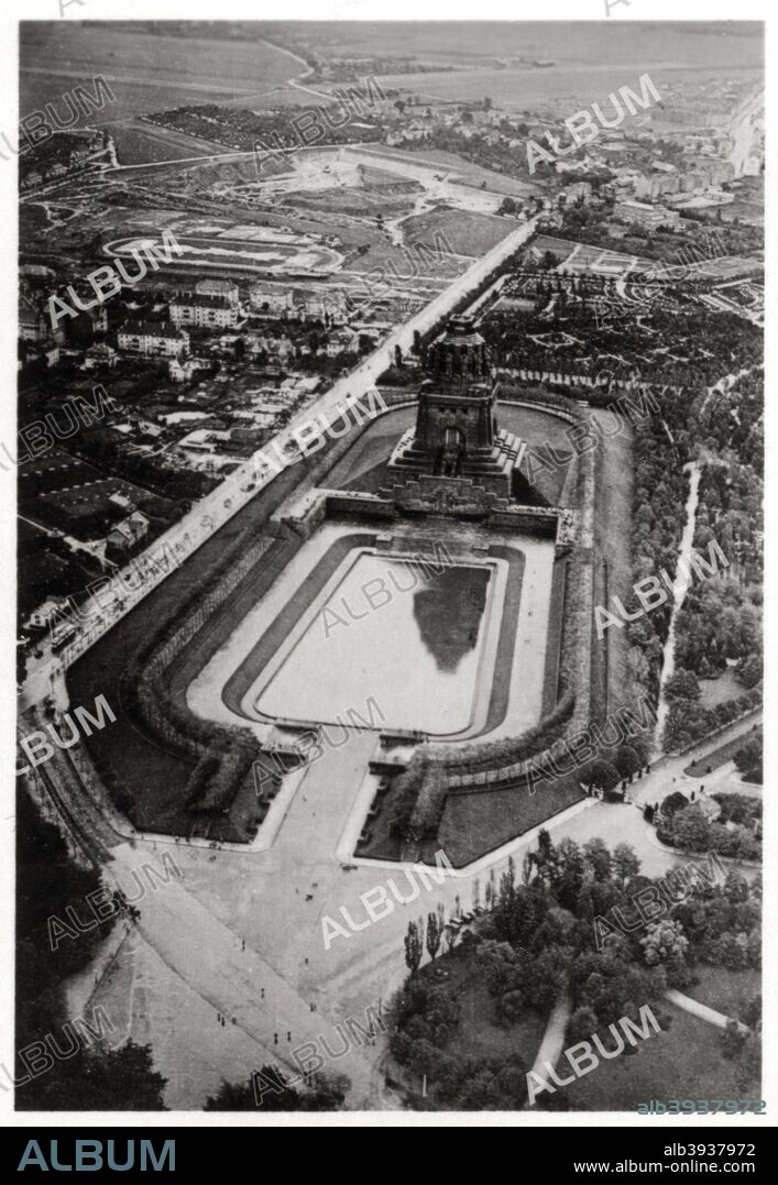 Aerial view of Volkerschlachtdenkmal, Leipzig, Germany, from a Zeppelin, c1931 (1933). The monument to the Battle of the Nations, fought at Leipzig in 1813 during the Napoleonic Wars. A photograph from Zeppelin-Weltfahrten, Vom ersten Luftschiff 1899 bis zu den Fahrten des LZ127 Graf Zeppelin 1932, Dresden, 1933.