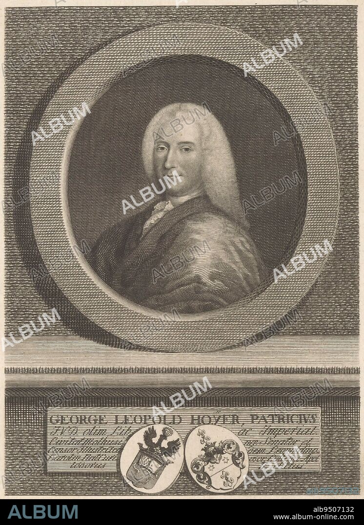 Portrait of Georg Leopold Hoyer, Johann Friedrich Bause, 1759, print maker: Johann Friedrich Bause, print maker: Johann Martin Bernigeroth, (possibly), print maker: Germany, print maker: Leipzig, 1759, paper, engraving, etching, h 203 mm - w 150 mm.