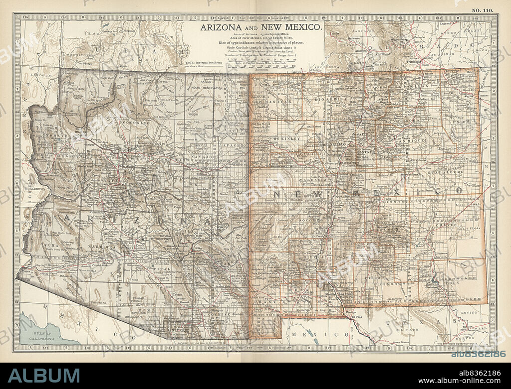 Map of Arizona and New Mexico.