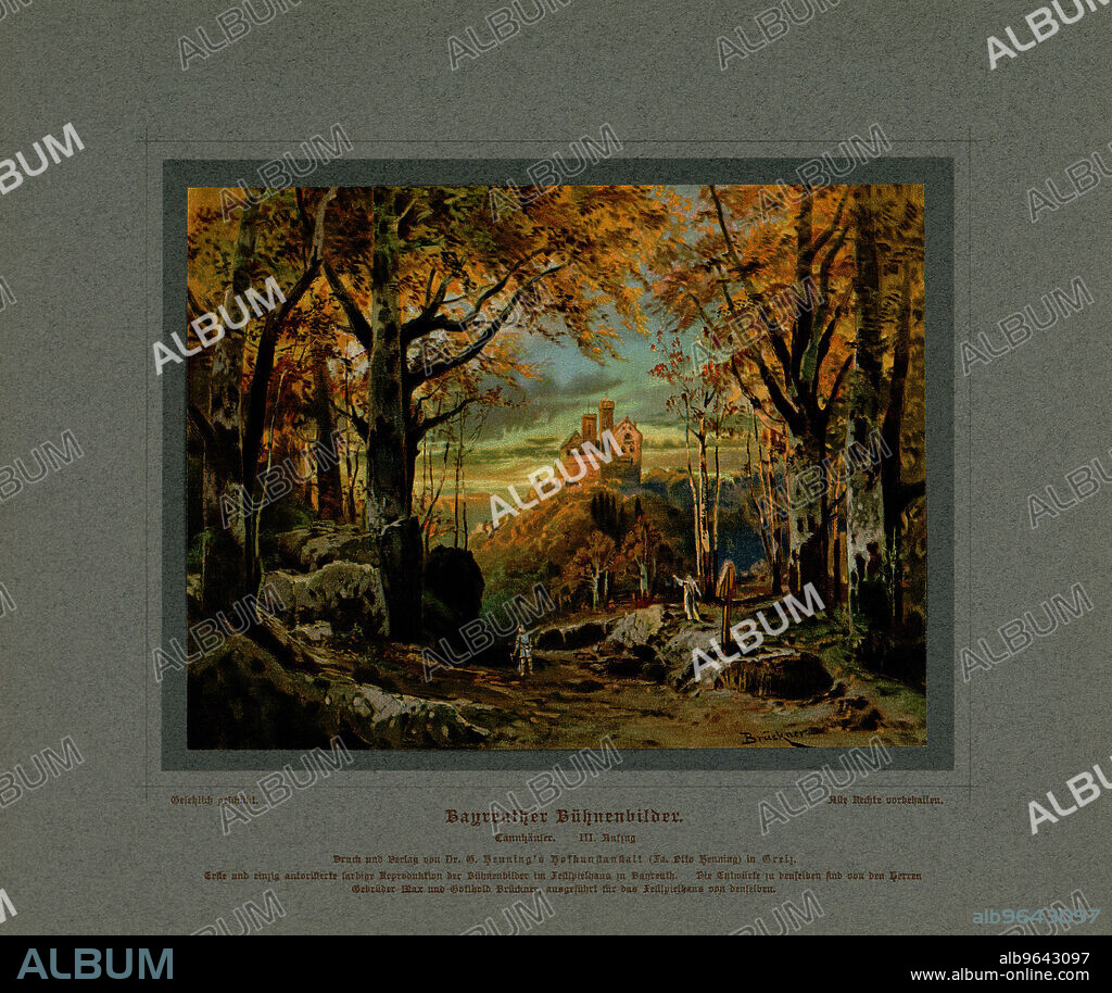 MAX BRüCKNER (MAXIMILIAN). Set design for Opera Tannhäuser by Richard Wagner.