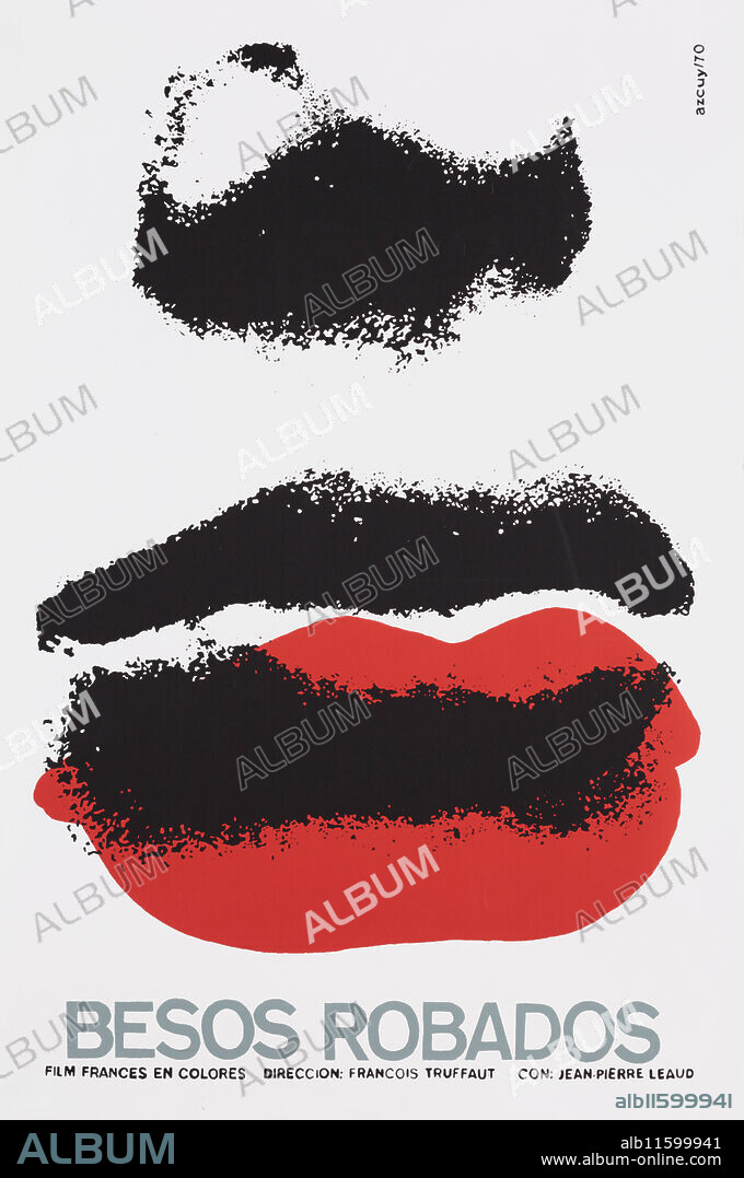 RENÉ AZCUY. Movie poster "Stolen Kisses" by François Truffaut.