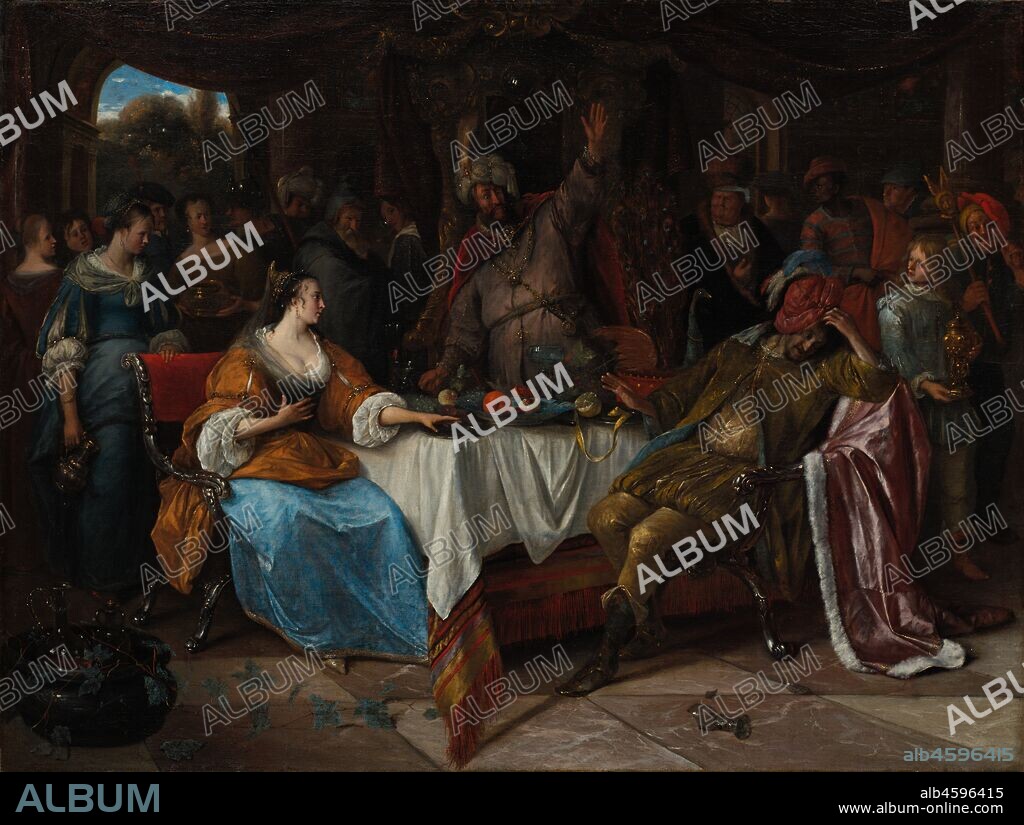 Esther, Ahasuerus, and Haman, c. 1668. Esther, the wife of the Persian king Ahasuerus, effectively concealed her Jewish identity until the prime minister Haman hatched a plot to annihilate the kingdom?s Jews. To save her people Esther persuades the king (at the center) to rescind his order. He then turns against Haman, who slumps in his seat, aware of his sudden fall from power and his bleak future.