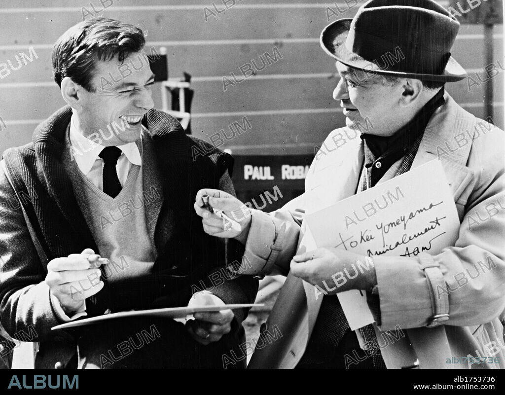 EDWARD G. ROBINSON and YVES MONTAND in MY GEISHA, 1962, directed by JACK CARDIFF. Copyright PARAMOUNT PICTURES.