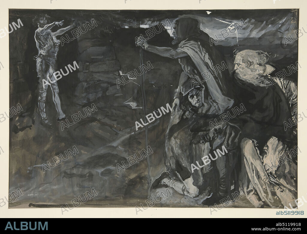 Artist: Edwin Austin Abbey, American, 18521911, M.A., 1897, Study for King Lear (?), Gouache, 36.6 × 54.5 cm (14 7/16 × 21 7/16 in.), Made in United States, American, 19th century, Works on Paper - Drawings and Watercolors.
