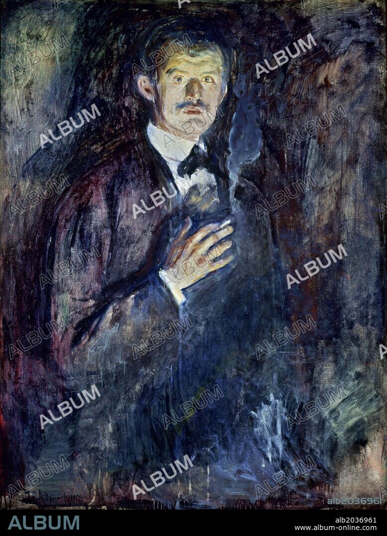 Edvard Munch / 'Selfportrait with Cigarette', 1895, Oil on canvas, 116 x 85 cm.