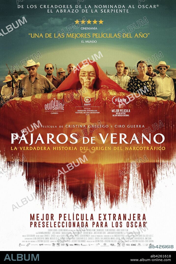 Poster of BIRDS OF PASSAGE, 2018 (PÁJAROS DE VERANO), directed by CIRO GUERRA and CRISTINA GALLEGO. Copyright Ciudad Lunar Producciones / Blond Indian Films / Pimienta Fi.