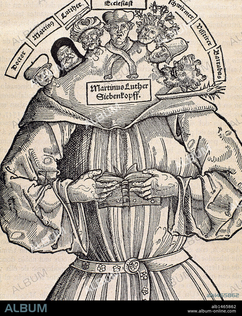 HANS BROSAMER. REFORMA PROTESTANTE (S. XVI). ALEMANIA. Facsímil del grabado de un impreso satírico publicado contra Martín Lutero (1483-1546) .