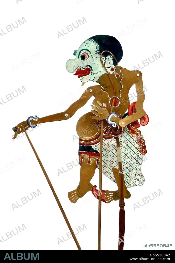 Indonesia: Figure of Gareng, wayang kulit ('shadow puppet') character, one  of the Punokawan or clown-servants of the heroes. - Album alb5530842