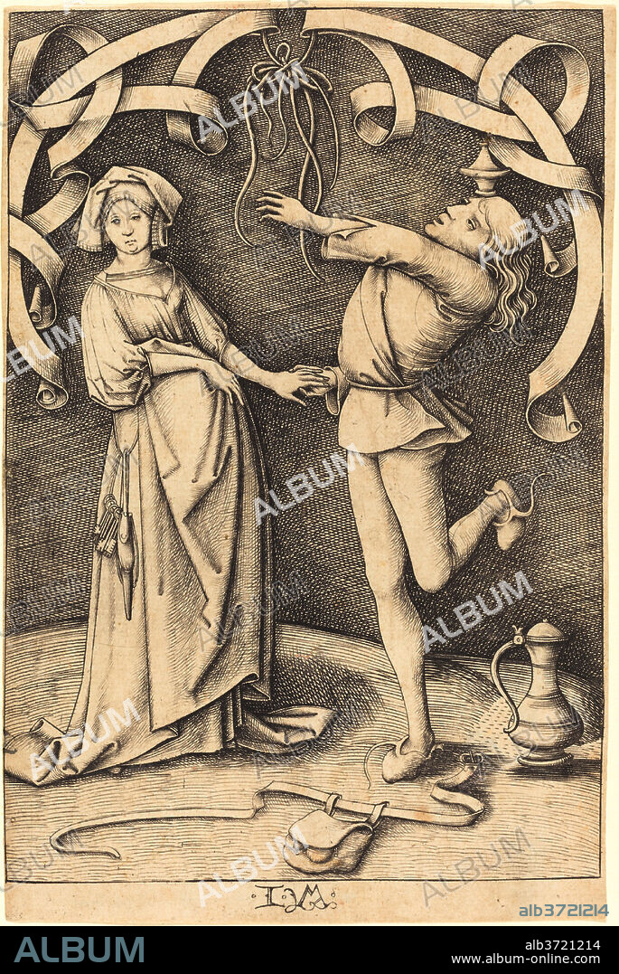 ISRAHEL VAN MECKENEM. The Juggler and the Woman. Dated: c. 1495/1503. Medium: engraving.