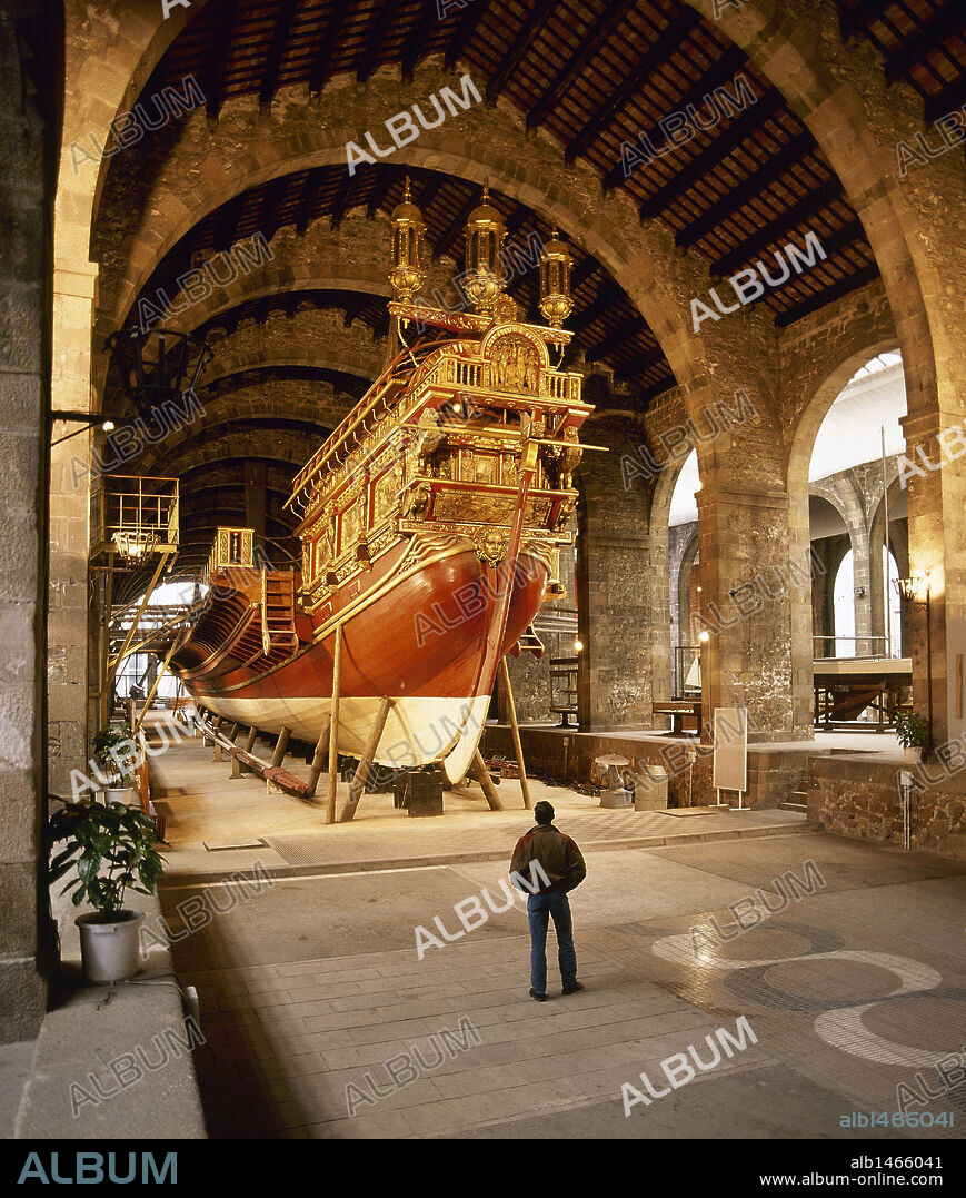 GALERA REAL DE JUAN DE AUSTRIA. Capitana de la Santa Liga, luchó contra los turcos en la Batalla de Lepanto (1571). Popa. Museo Marítimo. Barcelona. Cataluña. España.