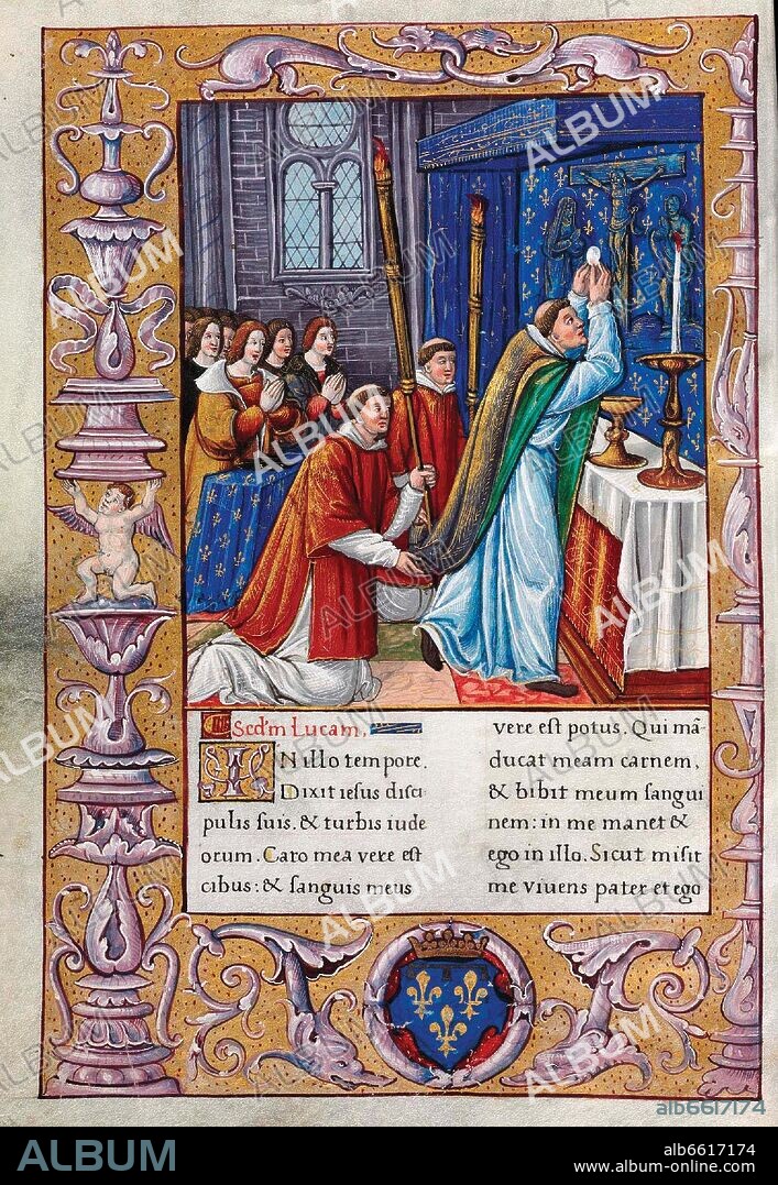 MISA DE SAN MARTIN - EVANGELIARIO DE PARIS PARA USO DE CARLOS DUQUE DE ANGULEMA - FECHADO ENTRE 1501 Y 1600 - PERGAMINO.