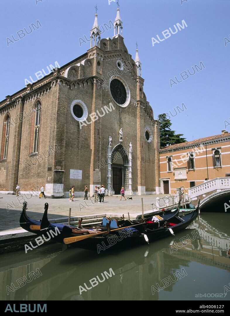 Church of Santa Maria Gloriosa Dei Frari, Venice, Italy. Known at the time as the Ca' Grande (large house), this was the second largest church in Venice when it was completed in the 15th century. The church contains a wealth of artistic works and the tombs of several of the Doges of Venice.