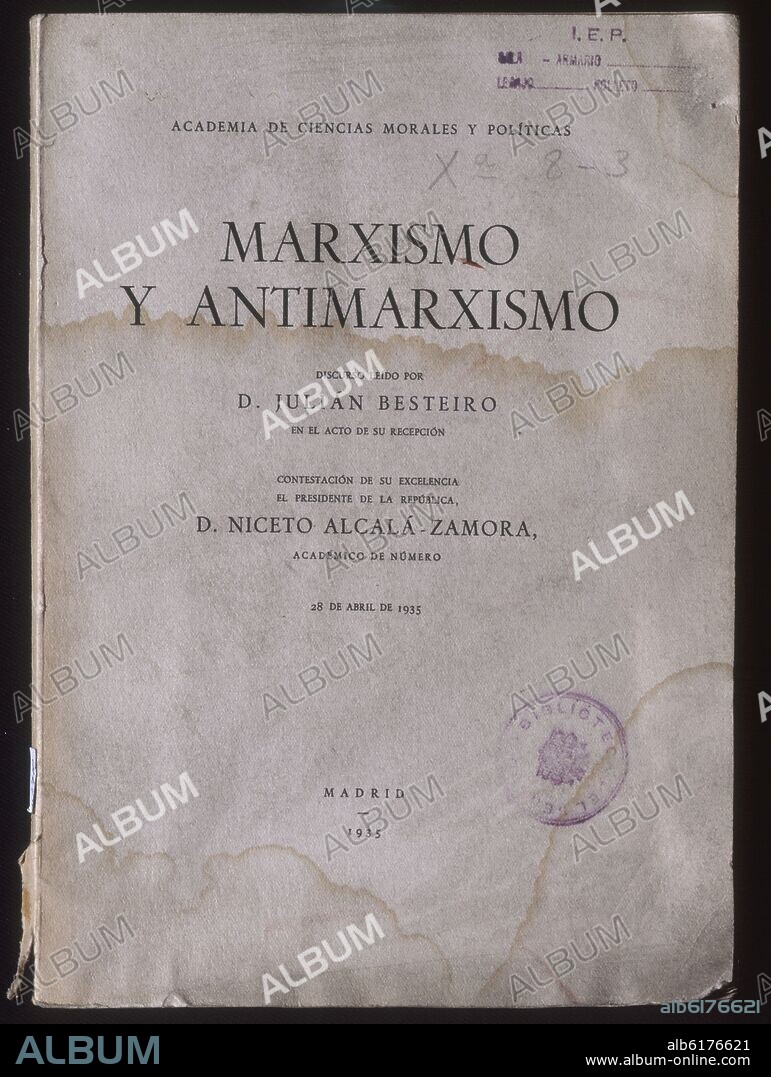 BESTEIRO JULIAN. MARXISMO Y ANTIMARXISMO - 1935.