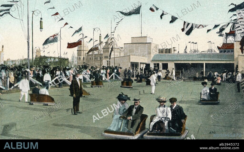 'Witching Waves, Imperial International Exhibition, London', 1909. The Imperial International Exhibition was a world's fair held in White City, London in 1909. [Valentine & Sons Ltd, Dundee, London & New York, 1909].