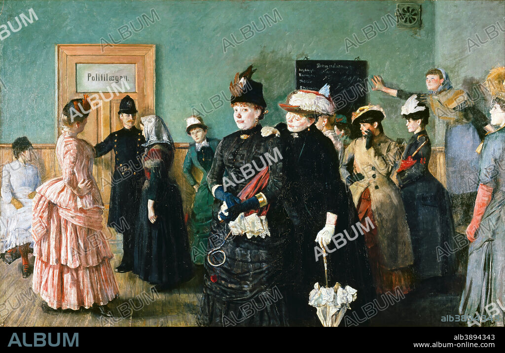 CHRISTIAN KROHG. Albertine to see the Police Surgeon. Date/Period: 1885/1887. Painting. Olje på lerret. Width: 326 cm. Height: 211 cm.