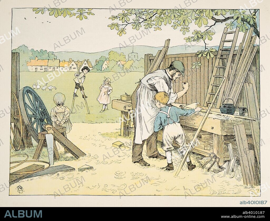 The Carpenter,  from Four and Twenty Toilers, pub. 1900 (colour lithograph). accompanies verse by E.V. Lucas (Edward Verrall Lucas) (1868 ? 1938);.
