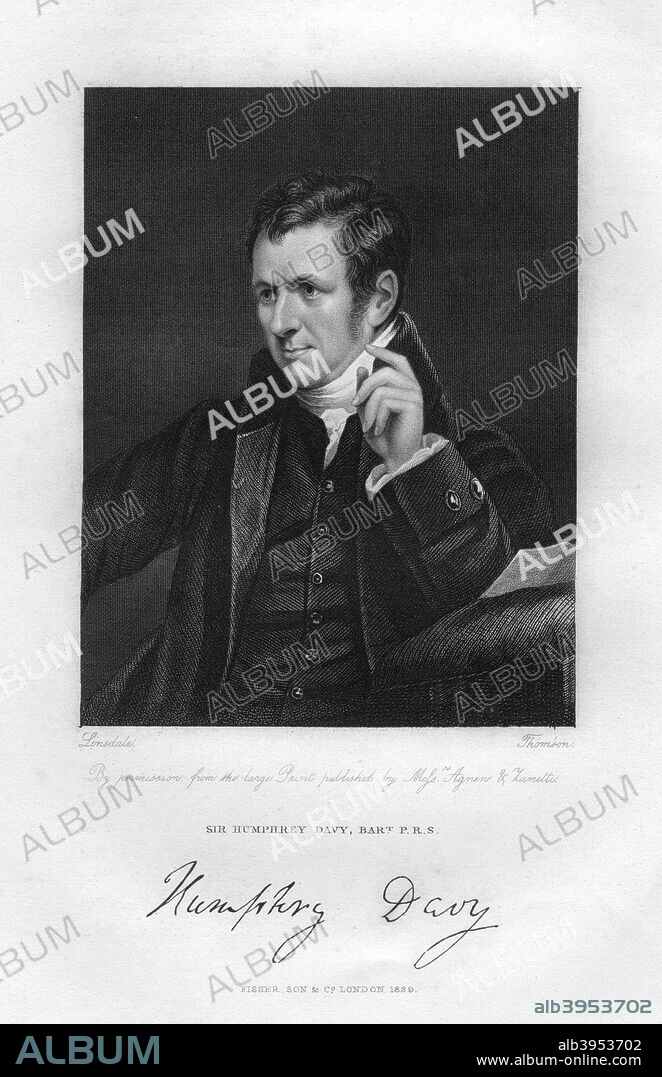 Sir Humphry Davy (1778-1829), English chemist and physicist, 19th century. Davy is probably best remembered today for his invention of the Davy lamp, used widely by miners of the time. He also discovered several alkali and alkaline-earth elements, and contributed to the discoveries of the elemental natures of chlorine and iodine.