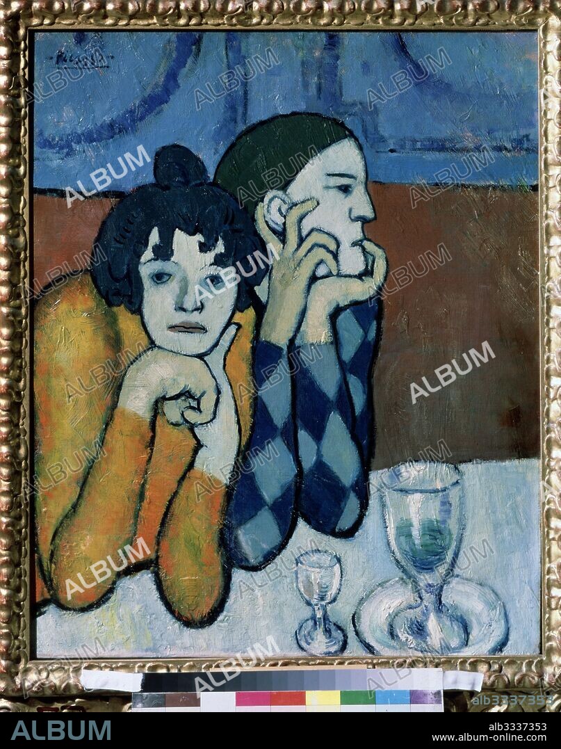 PABLO PICASSO. Harlequin and his companion (The Two Saltimbanques).