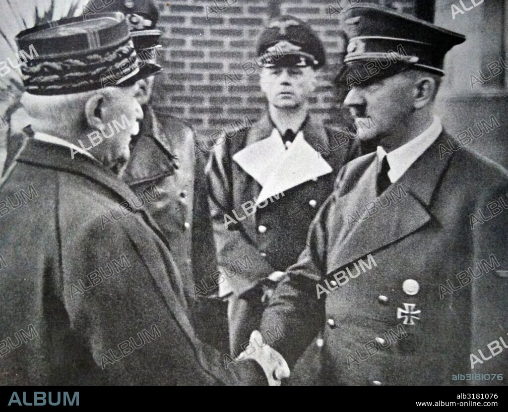 World war two: Adolf Hitler meets with Philippe Petain leader of Vichy France in October 1940.