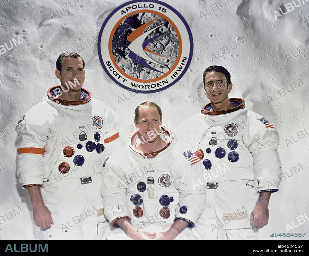Apollo 15 - NASA, c1971. The prime crew for the Apollo 15 lunar landing mission: from left, David R. Scott, commander; Alfred M. Worden, command model pilot; and James B. Irwin, lunar module pilot, c1971.