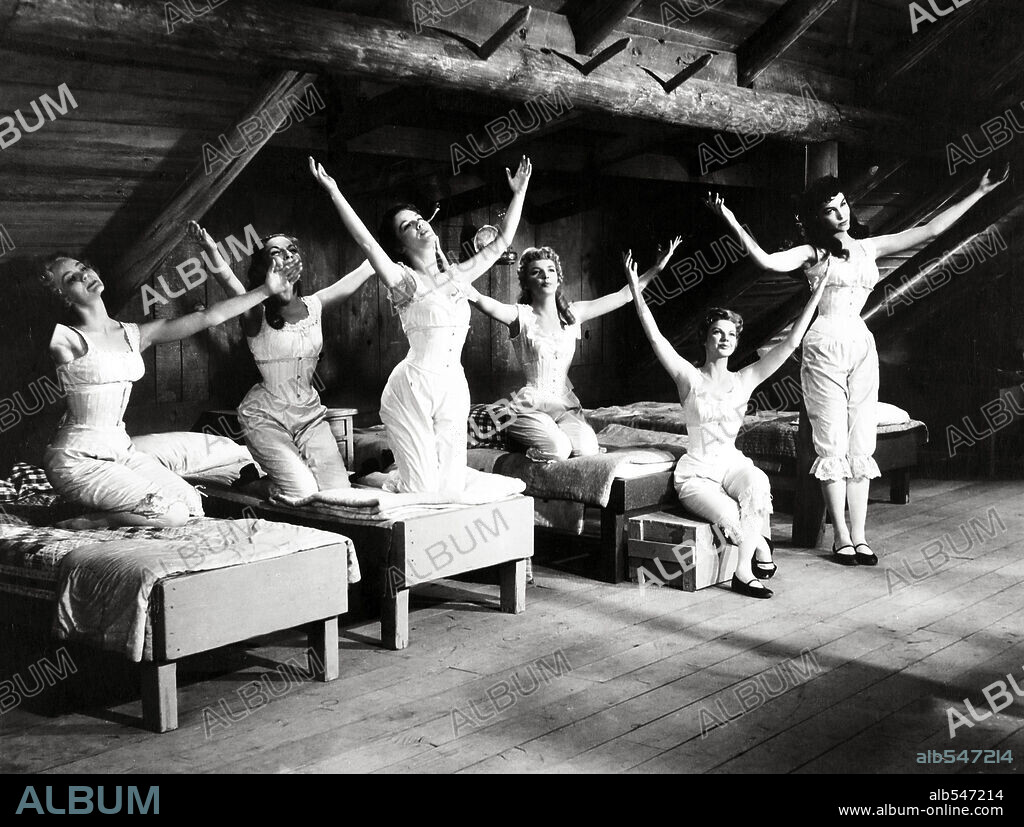 BETTY CARR, JULIE NEWMAR, NANCY KILGAS, NORMA DOGGETT, RUTA LEE and VIRGINIA GIBSON in SEVEN BRIDES FOR SEVEN BROTHERS, 1954, directed by STANLEY DONEN. Copyright M.G.M.