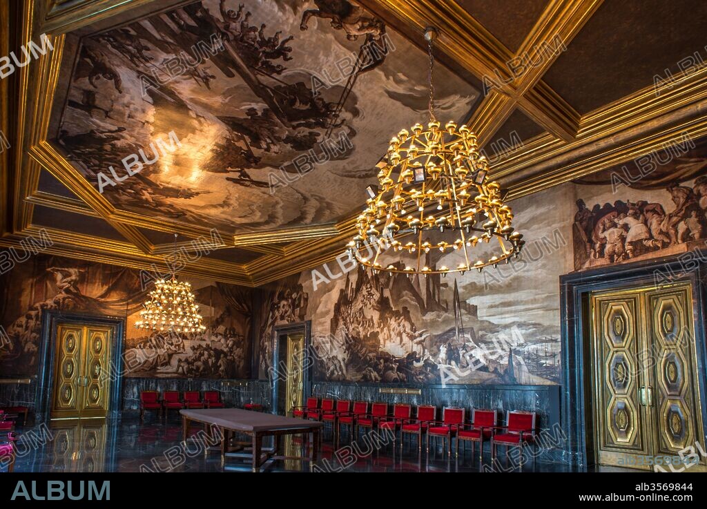 JOSEP MARIA SERT I BADIA. Josep María Sert / Hall of the Chronicles with his mural paintings, Barcelona City Council.