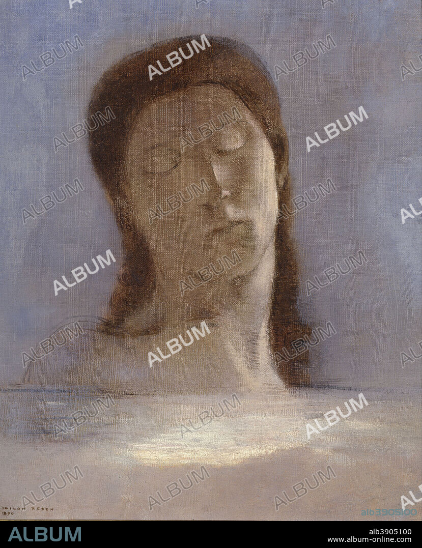 ODILON REDON. Les Yeux clos Closed Eyes. Date/Period: 1890. Painting. Oil on canvas. Height: 440 mm (17.32 in); Width: 360 mm (14.17 in).
