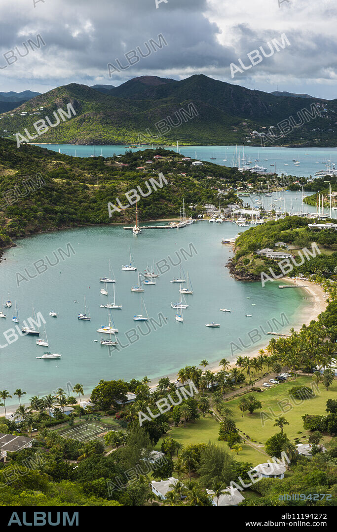 View over English Harbour, Antigua, Antigua and Barbuda, West Indies, Carribean, Central America.