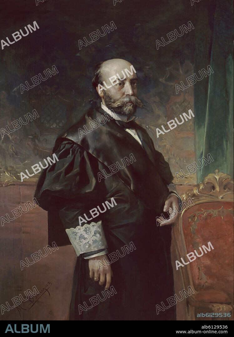 MANUEL DOMÍNGUEZ SÁNCHEZ. GABINETE DE RETRATOS-FRANCISCO SALMERON Y ALONSO(1822-1878)O/L 126X90 CM.