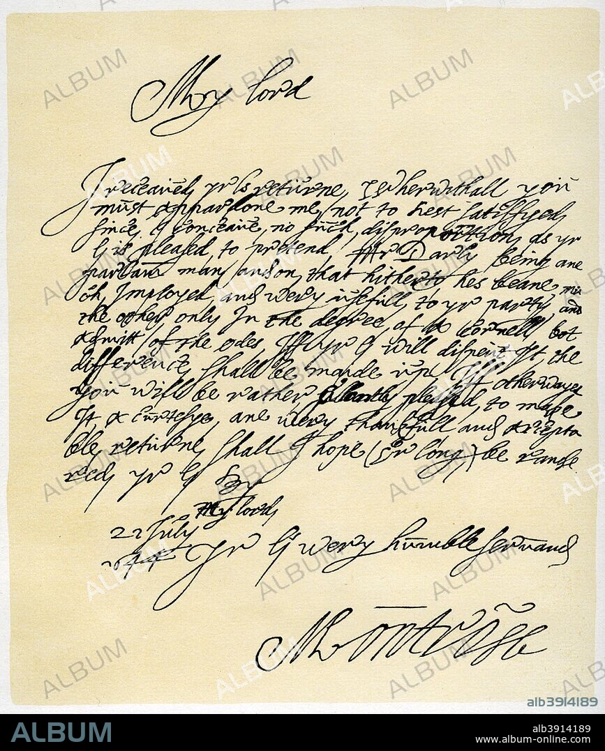James Graham, Marquis of Montrose, to Ferdinando, Lord Fairfax, 22nd July 1644. Letter in answer to Fairfax's objection to exchange an unnamed prisoner of the rank of a colonel for Mr. Darly. The letter was written shortly after the battle of Marston Moor (2nd July) and the surrender of York (16th July) of which Fairfax was now Governor. Montrose held the appointment of Lieutenant-General in Scotland, but was within the English borders. The exchange in question was between Henry Darley, MP for Northallerton and Commissioner of the Scottish General Assembly, and Colonel John Bellasis or Belasyse, (created Lord Belasyse in 1645), who had lately been defeated and captured at Selby by Sir Thomas Fairfax. From the fifth series of Facsimiles of royal, historical, literary and other autographs in the Department of Manuscripts, British Museum: Series I-V. (London, 1899).
