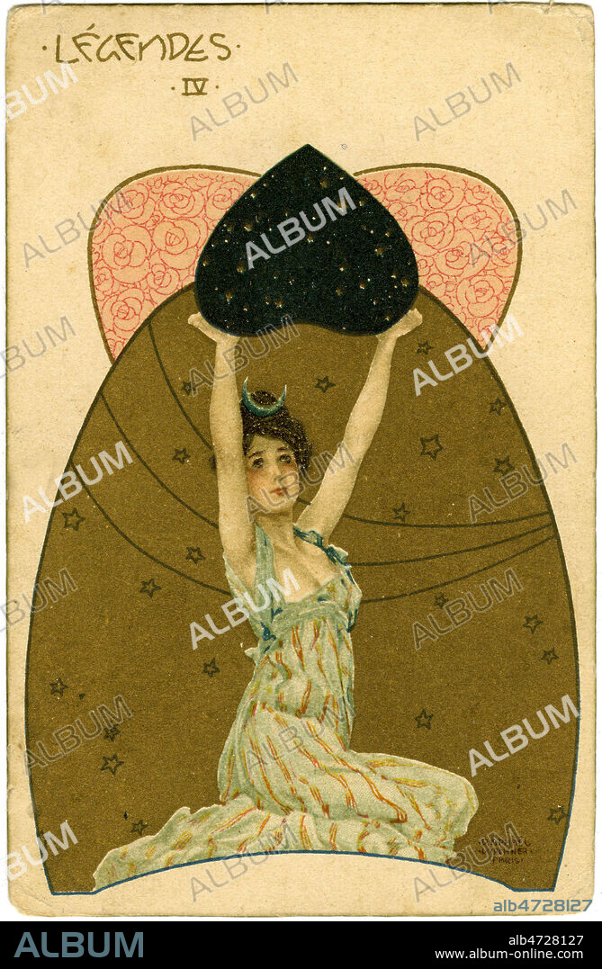 Art Nouveau. Raphaël KIRCHNER (1876-1917). Carte postale de la série "Légendes" (IV). Neudin illustrateurs A 31. Carte postale . Credit Collection JEAN VIGNE/KHARBINE TAPABOR.