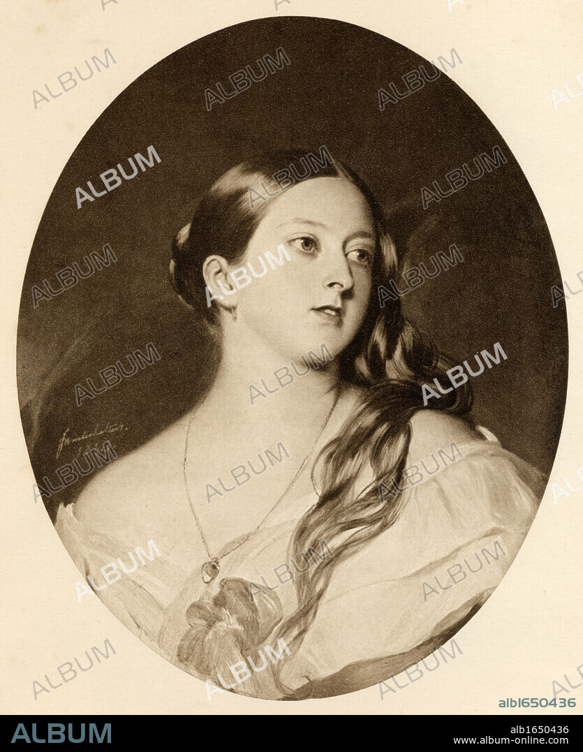 Queen Victoria 1819-1901 Princess Alexandrina Victoria of Saxe-Coburg in 1843 From the picture by F. Winterhalter. From the book "The Letters of Queen Victoria 1844-1853 Vol II"published 1907.