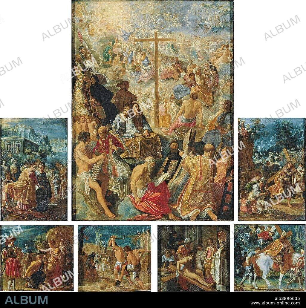 ADAM ELSHEIMER. Der Frankfurter Kreuzaltar (Die Auffindung und Verherrlichung des Wahren Kreuzes) / The Frankfurt Altarpiece of the Holy Cross. Date/Period: From 1603 until 1605. Oil on copper (silvered). Circa 133.6 × 107 cm (52.5 × 42.1 in); central panel: 48.5 × 35 cm (19 × 13.7 in).