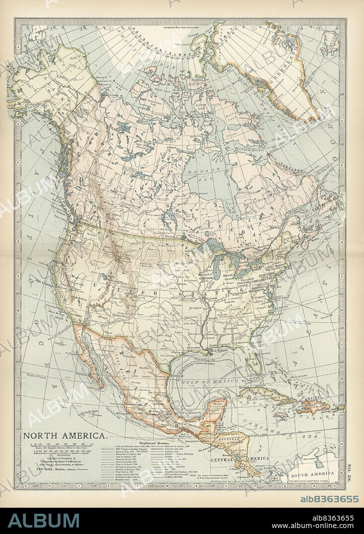 Map of North America and Central America.