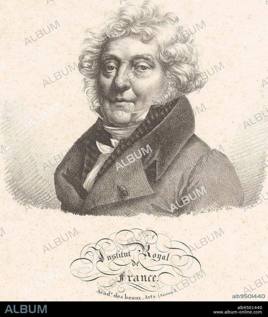 Portrait of painter Jean-Baptiste Regnault Le Chevalier Regnault, Jean Baptiste Members of the Institut Royal de France Iconographie de l'Institut Royal de France , print maker: Julien-Léopold Boilly, (mentioned on object), publisher: Antoine François Piéri-Bénard, Paris, 1820, paper, h 361 mm - w 272 mm.