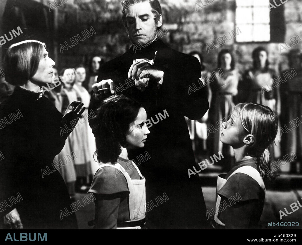 ELIZABETH TAYLOR, HENRY DANIELL and PEGGY ANN GARNER in JANE EYRE, 1944, directed by ROBERT STEVENSON. Copyright 20TH CENTURY FOX.